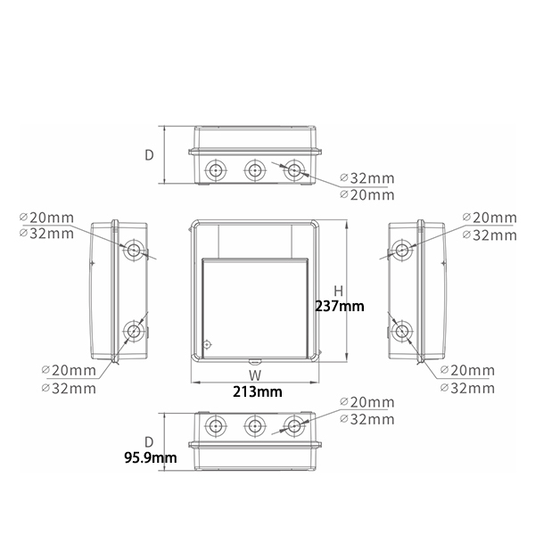 8Way IP65 AL EV Charging Unit Surface Mounted-wosomelec